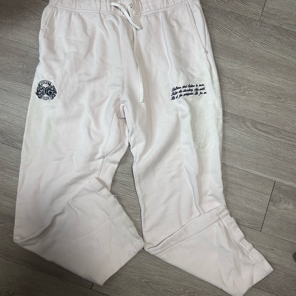 Darc Sport White Men's Jogger Sweatpants with Embroidered Logos